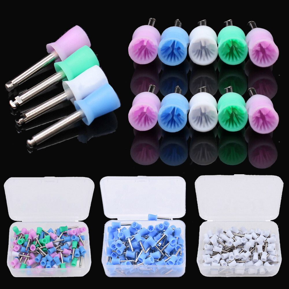 100pcs Dental Colorful Nylon Bowl Polishing Brushes Polisher Prophy Flat Type