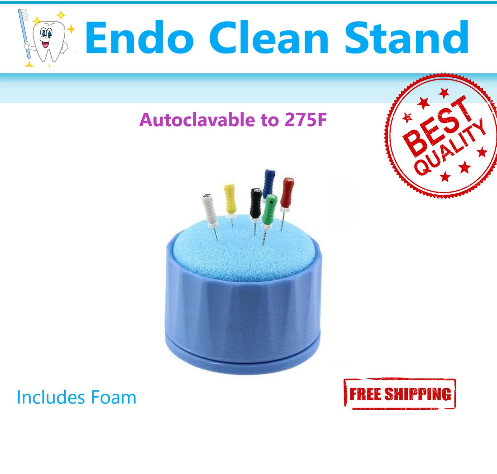 5 x Dental Round Endo Clean Stand Cleaning Foam Sponge File Holder Base – 5/Pack