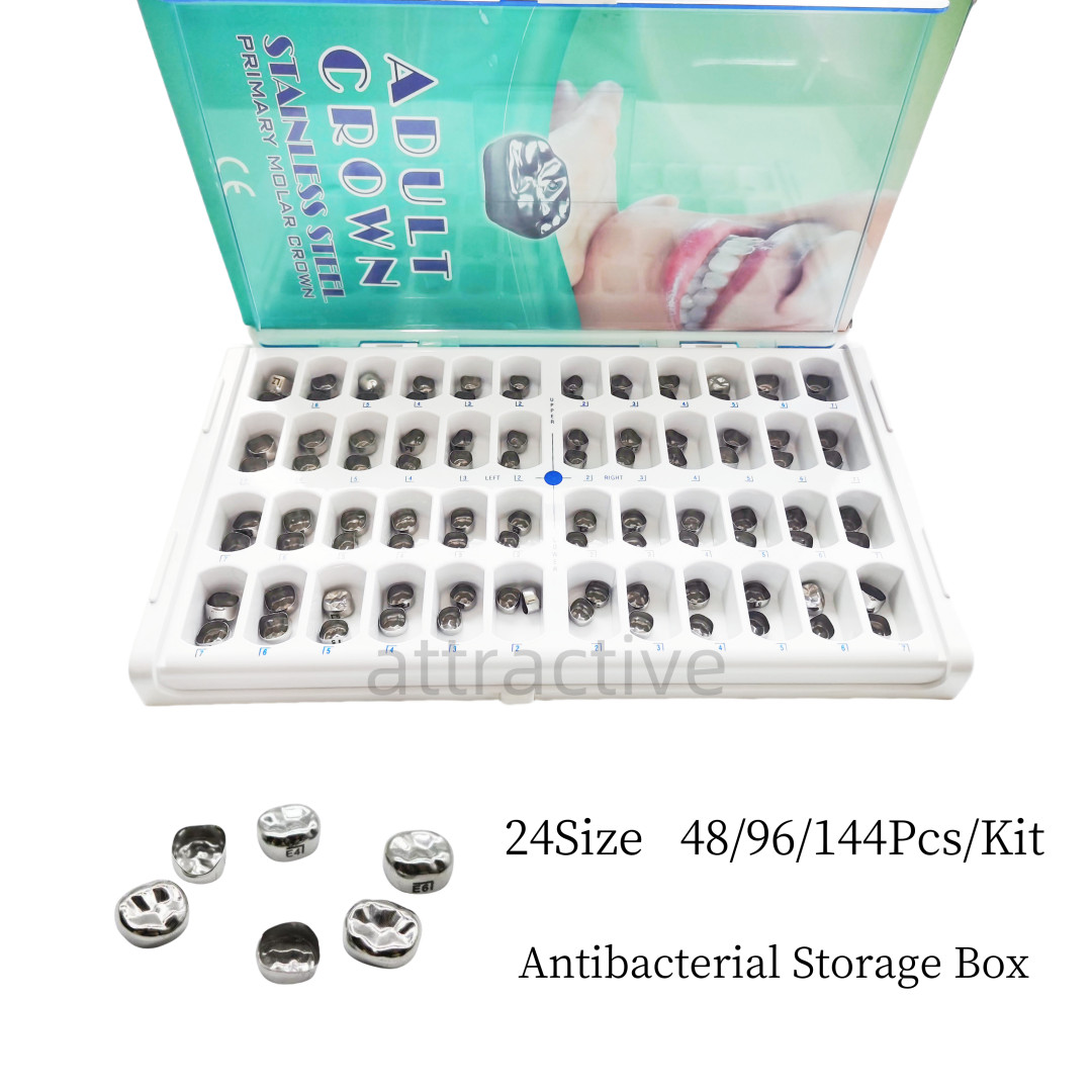 Dental Stainless Steel Permanent Molar Crown- Adult CROWN KIT of 48/96/144 Pcs