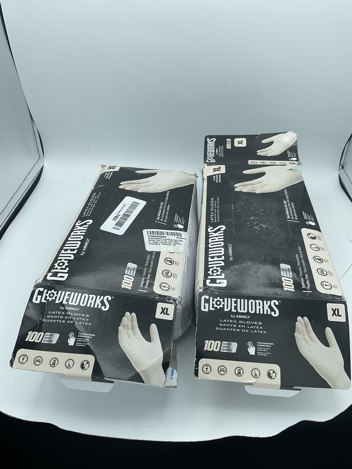 GLOVEWORKS by AMMEX XL Latex Gloves Powder Free Textured 2 Boxes 200 Total