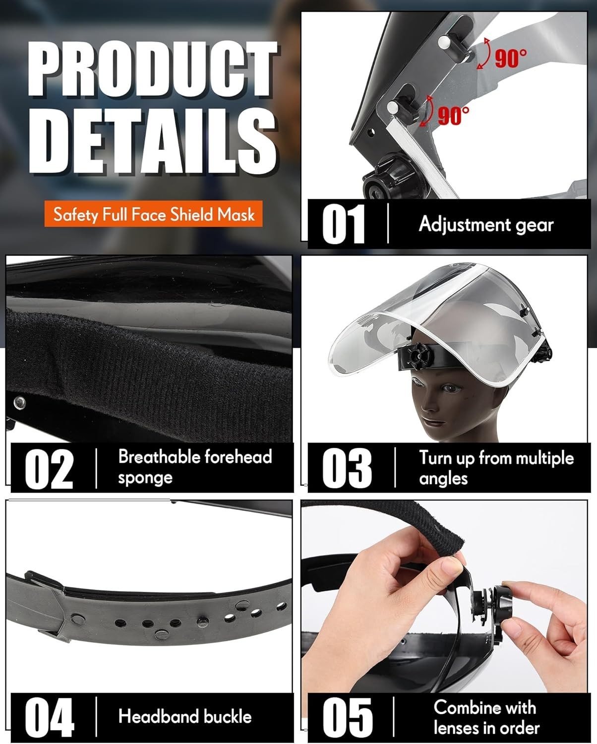 Safety Face Shield Mask with Waterproof Rubber Apron and Latex Gloves for