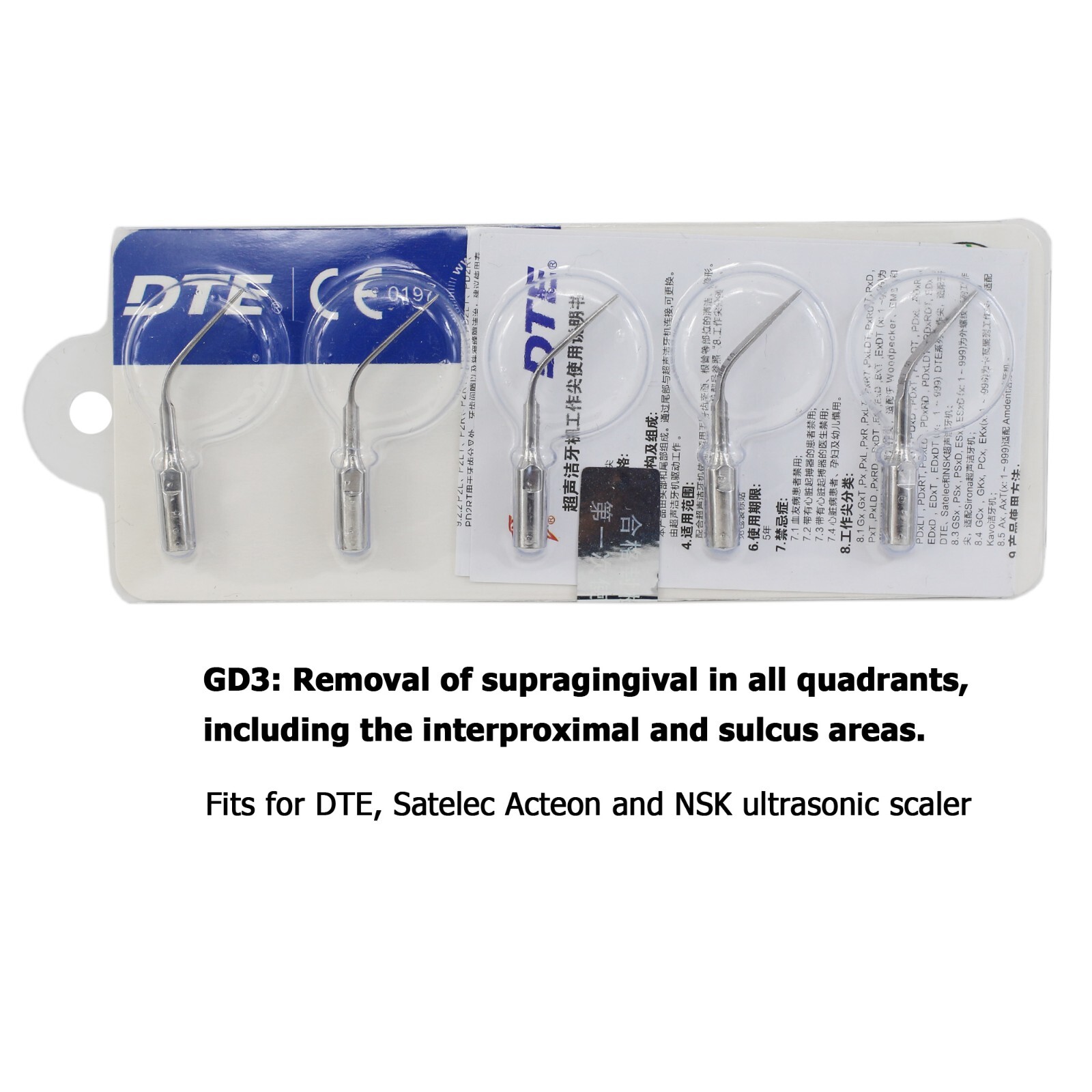 Woodpecker DTE Dental Ultrasonic Scaler Piezo Tips HD-7L Handpiece DTE-V3 LED