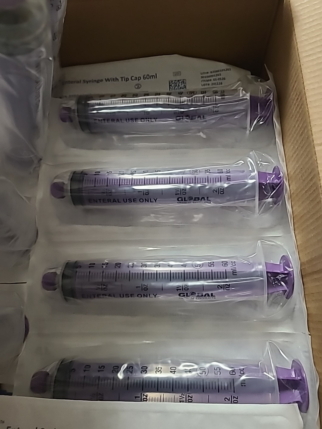 Lot of 20 Enteral Feed Flat Top Piston Syringe ENFit Tip #61-0126