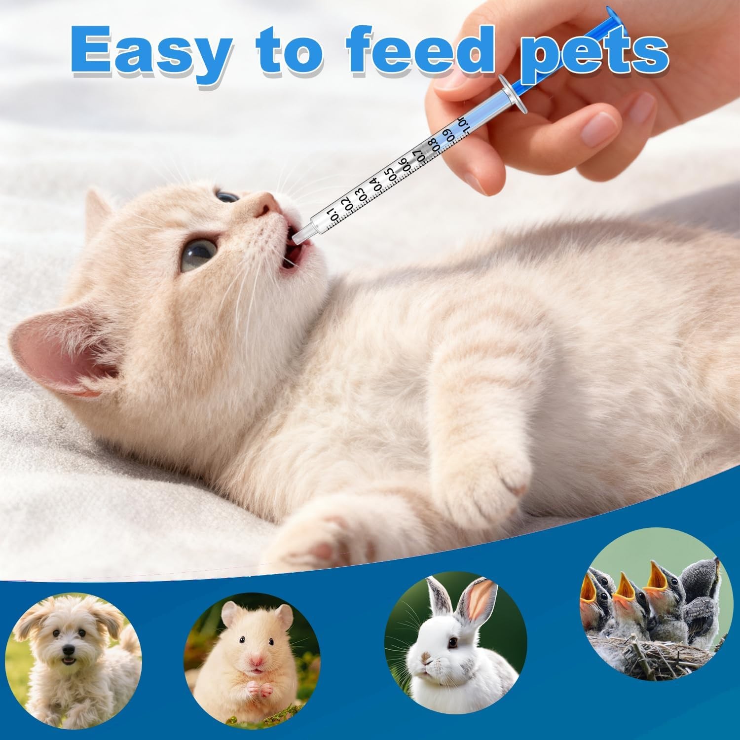 Syringe with Cap No Needle for Scientific Lab, Pet Feeding, Refilling Dispensing