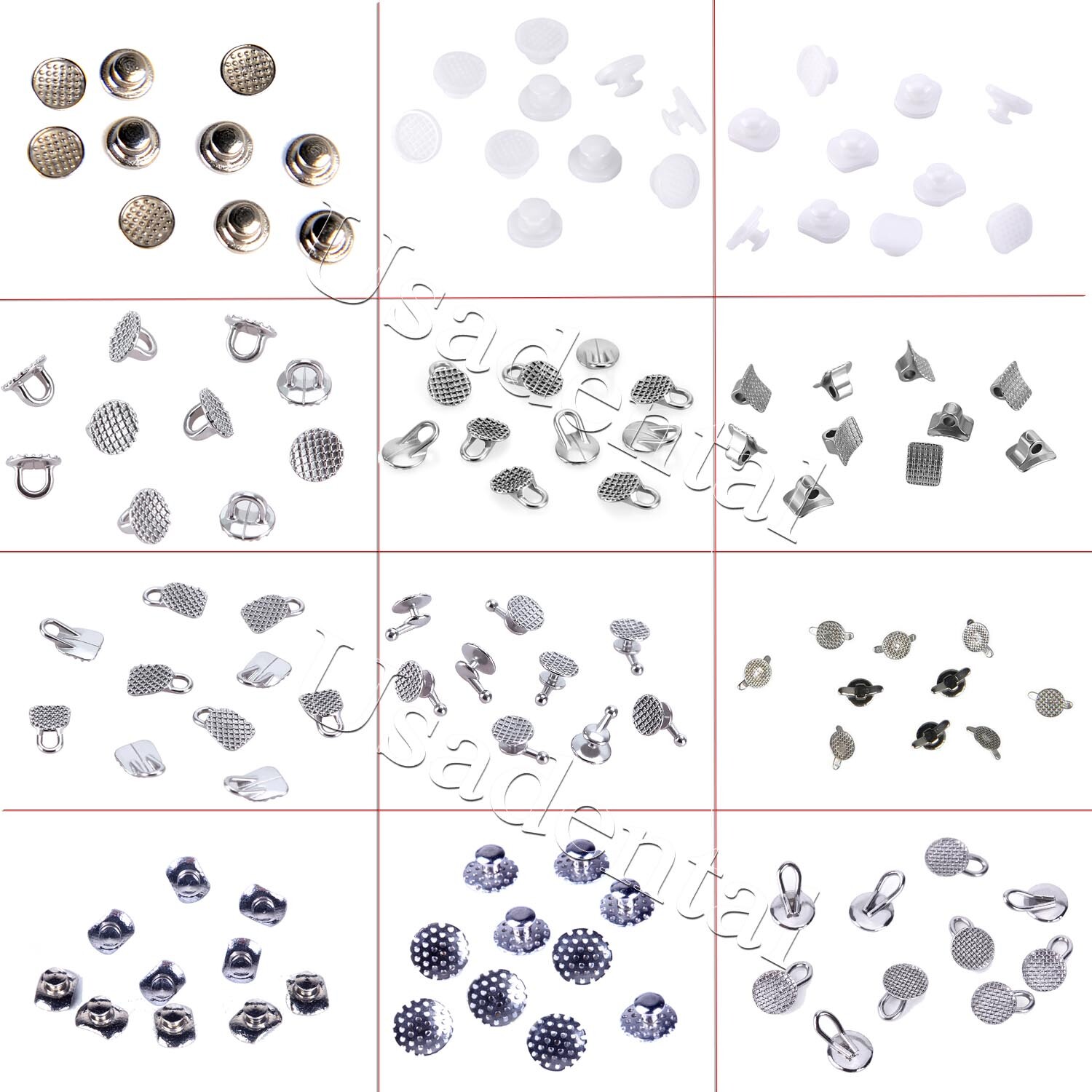 Dental Orthodontic Lingual Buttons Round/Rectangular Bondable Mesh Base 10Pc/Bag