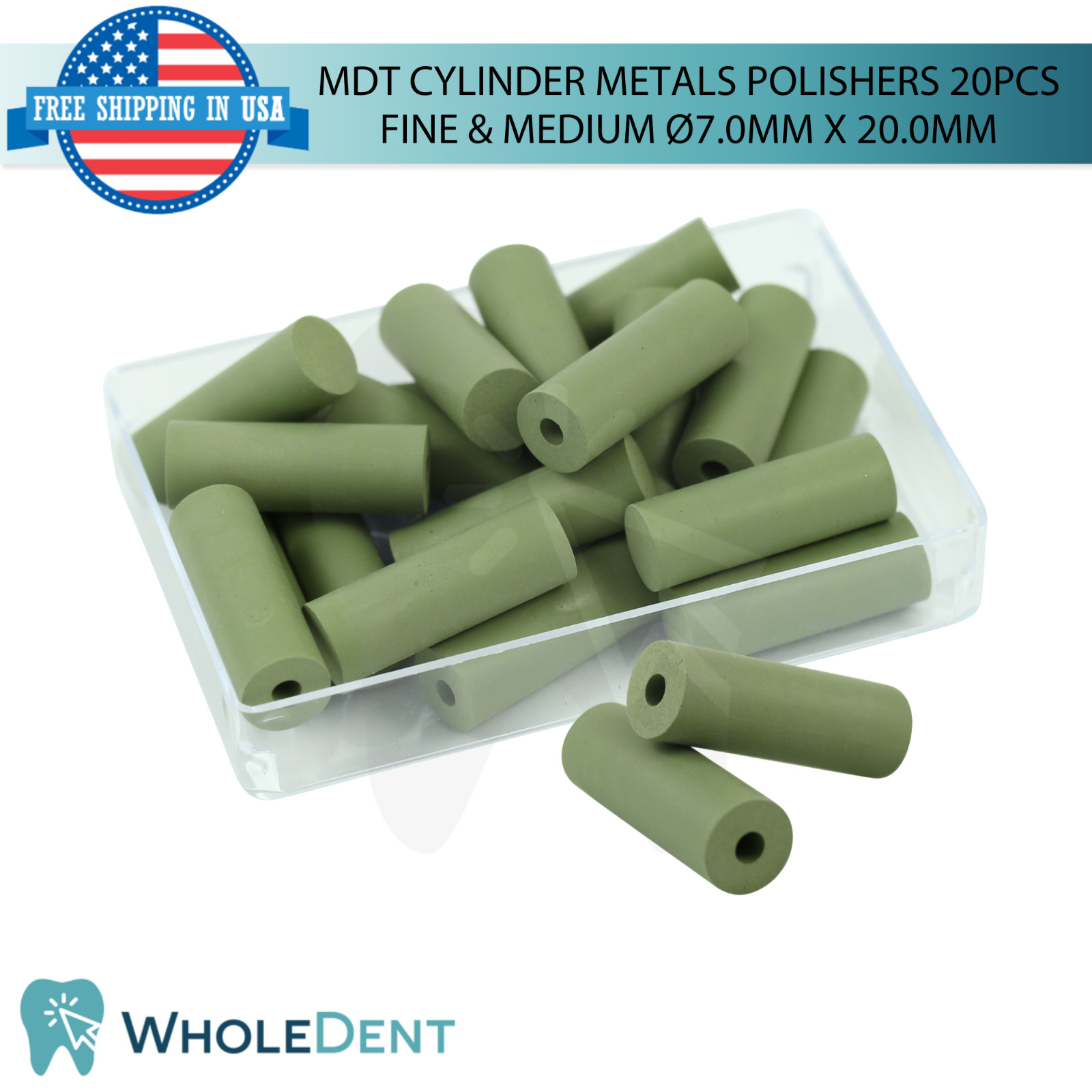 20pcs Dental MDT Cylinder Metals Polishers Ø7.0mm X 20.0mm Superior Smoothing