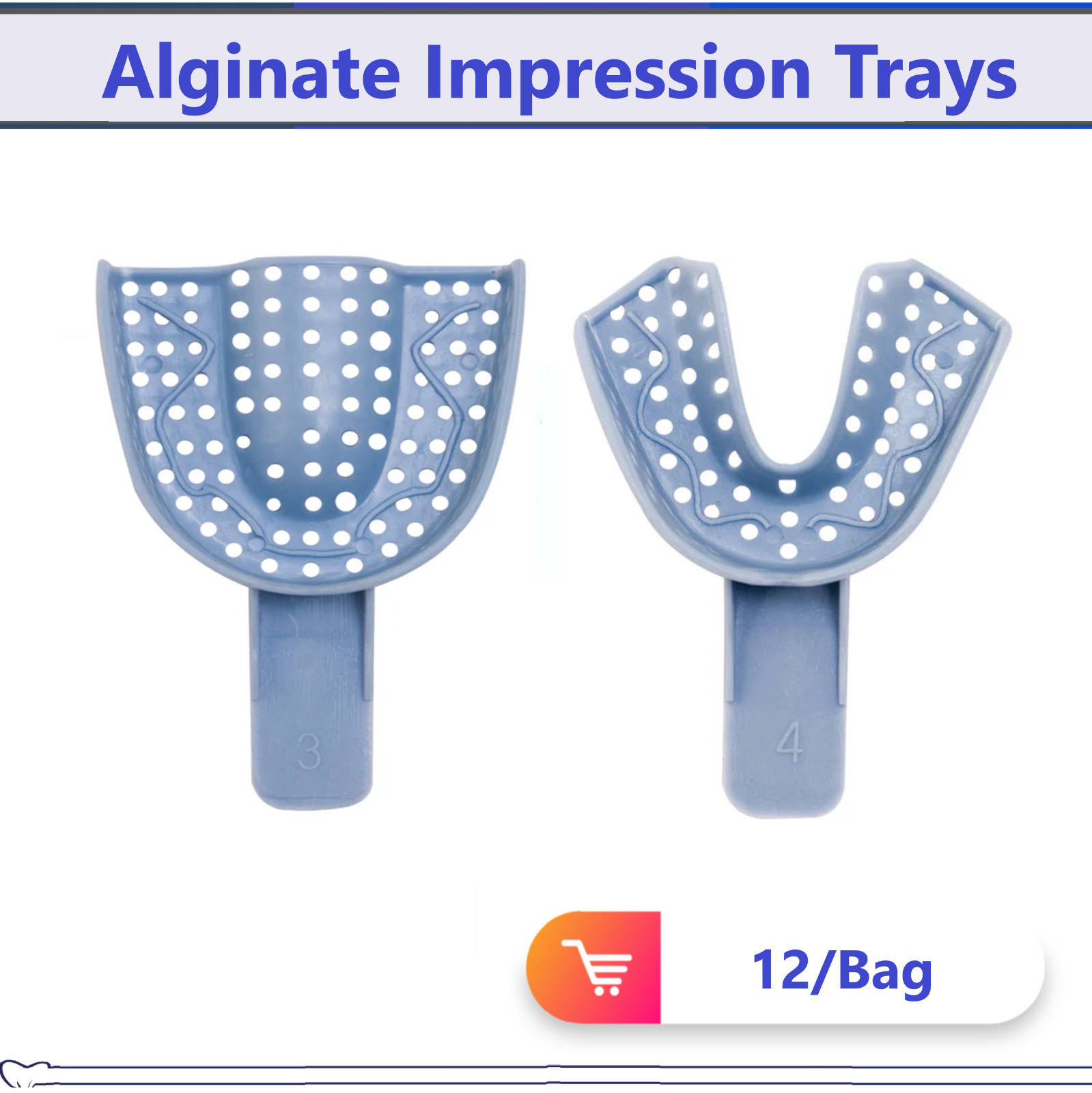 Tra-Tens Type Dental Disposable Impression Trays – Perforated, 12/Pkg USA