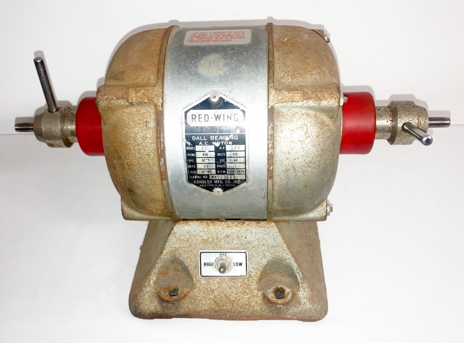 Handler 26 Dental Polishing Lathe – Checked – 1/4 HP – Good Working Condition !