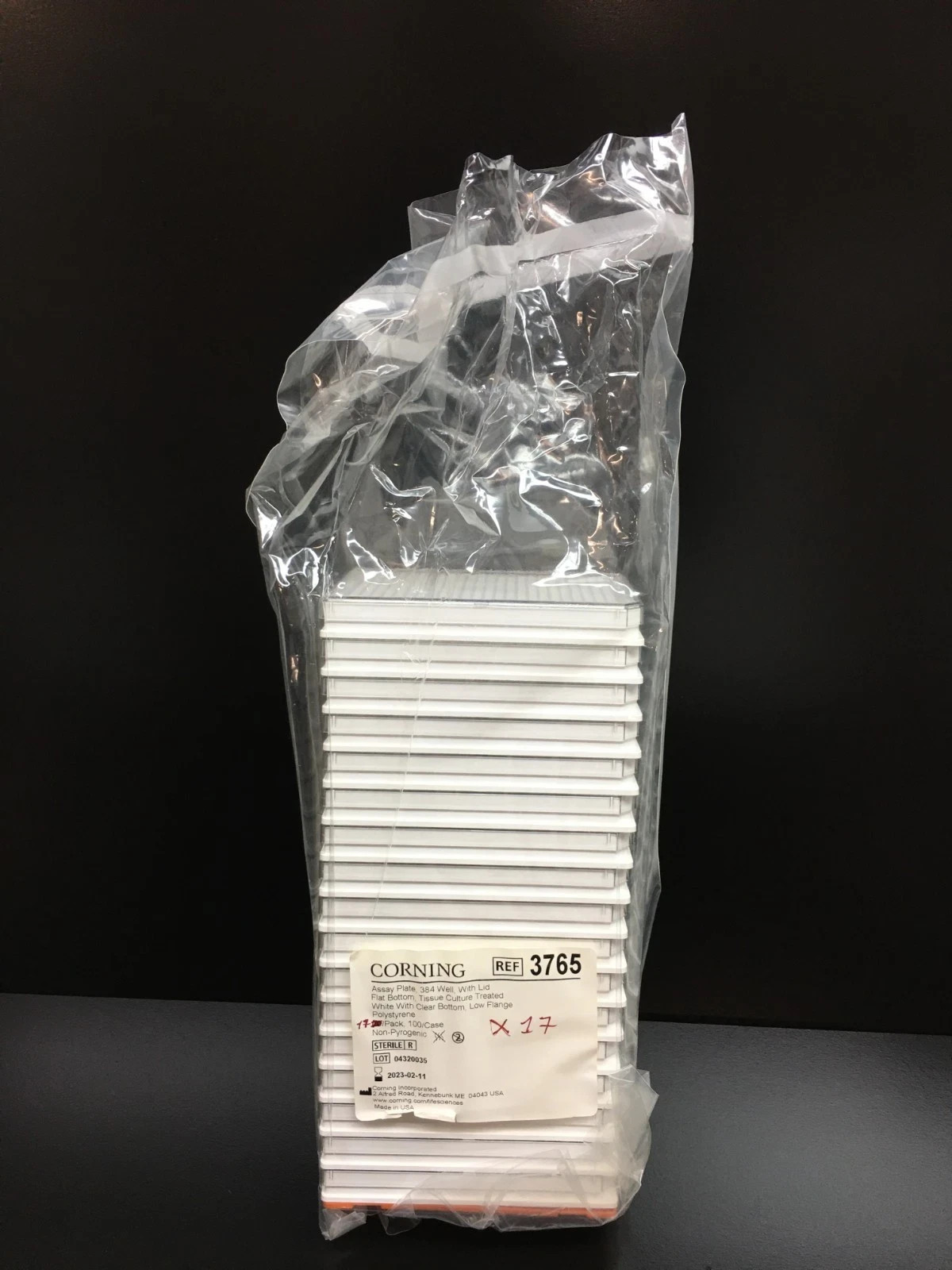 Corning REF 3765 384-Well Cell Culture-Treated Flat-Bottom Microplate Lot 17 PCS