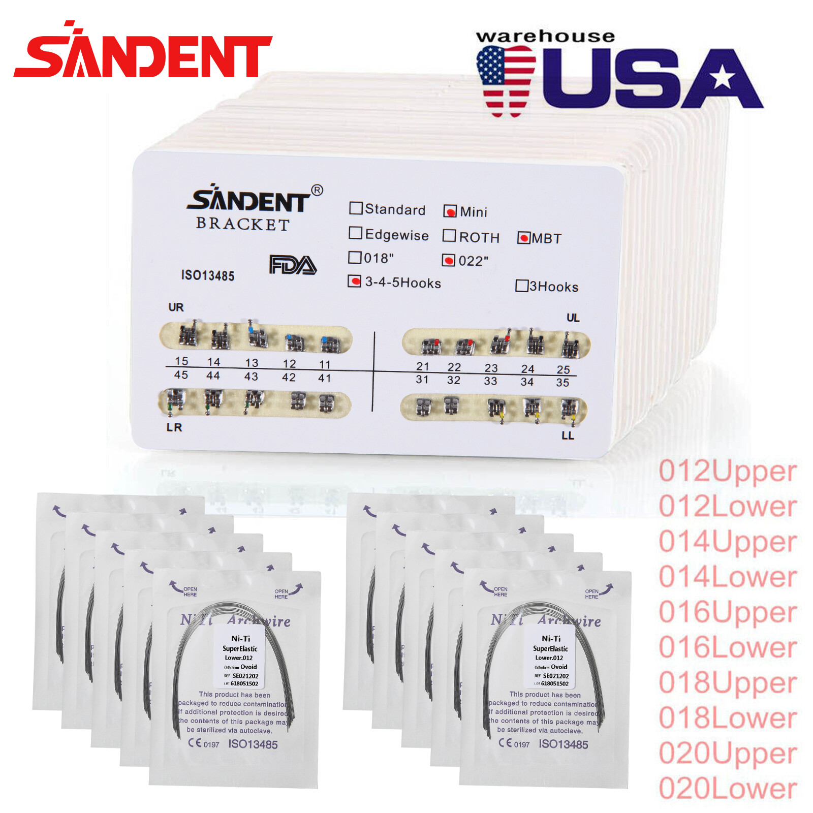 10 Packs SKYSEA Dental Orthodontic Arch Wire Super Elastic Niti Round Ovoid Form