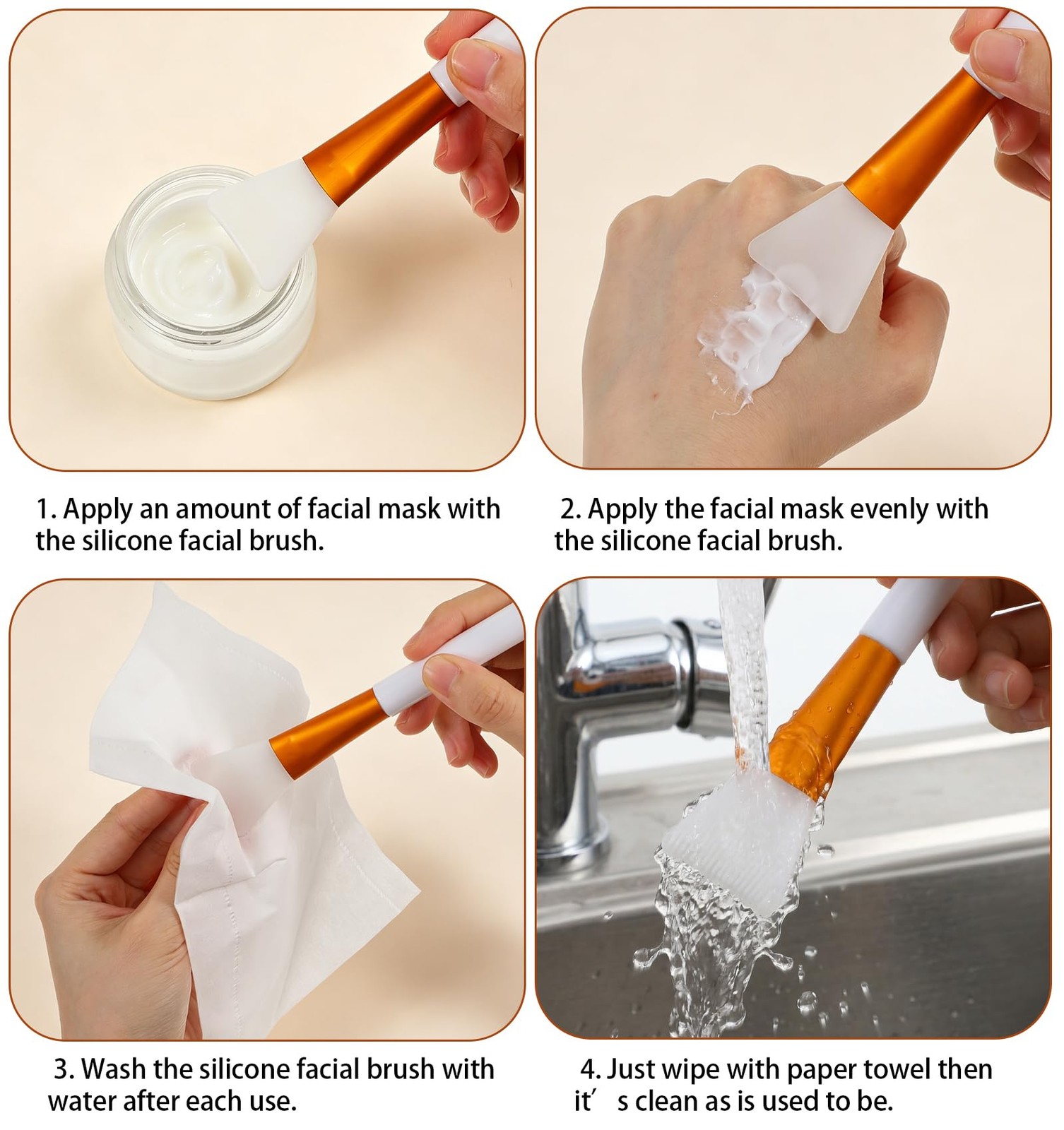 4 Pcs Silicone Face Mask Brush Applicator, Applicator Tool for White