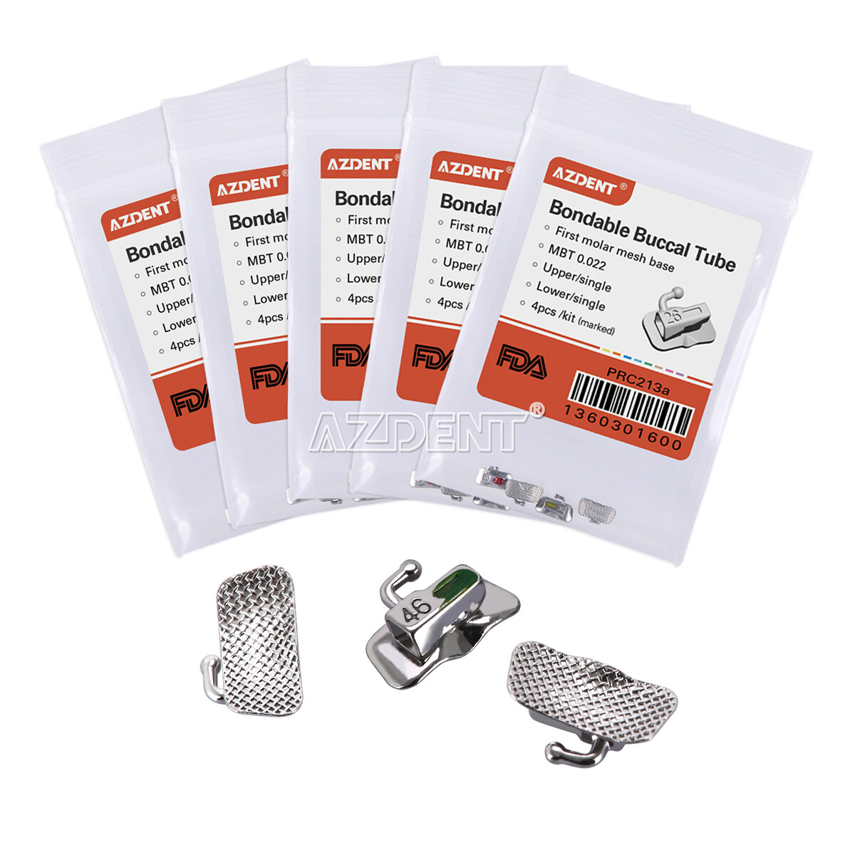 Dental Orthodontic Bondable Buccal Tubes MBT Roth 022 1st Molar Non-Conv AZDENT