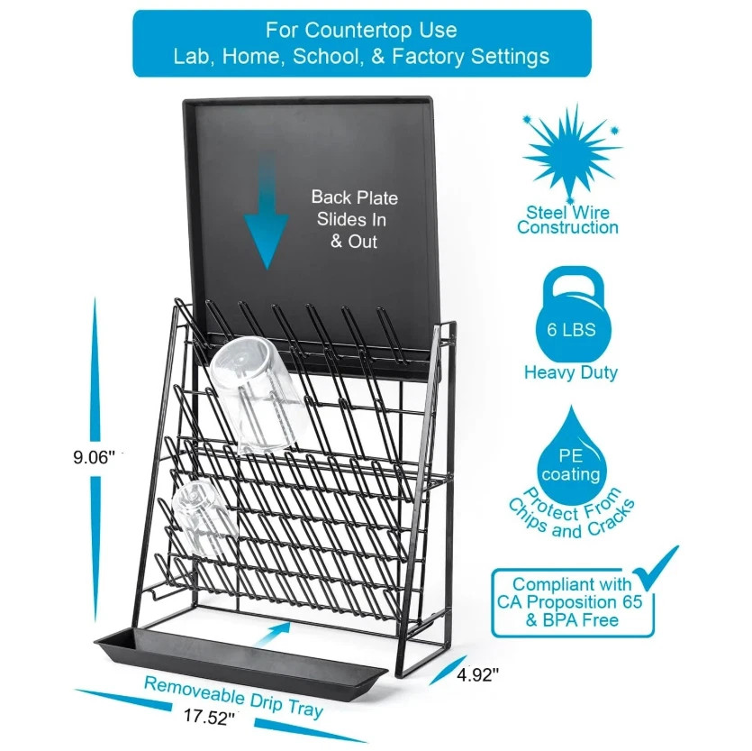 14Pcs Lab Flask Glass Measuring Glass Set: Beakers & Cylinders Lab Drying Rack