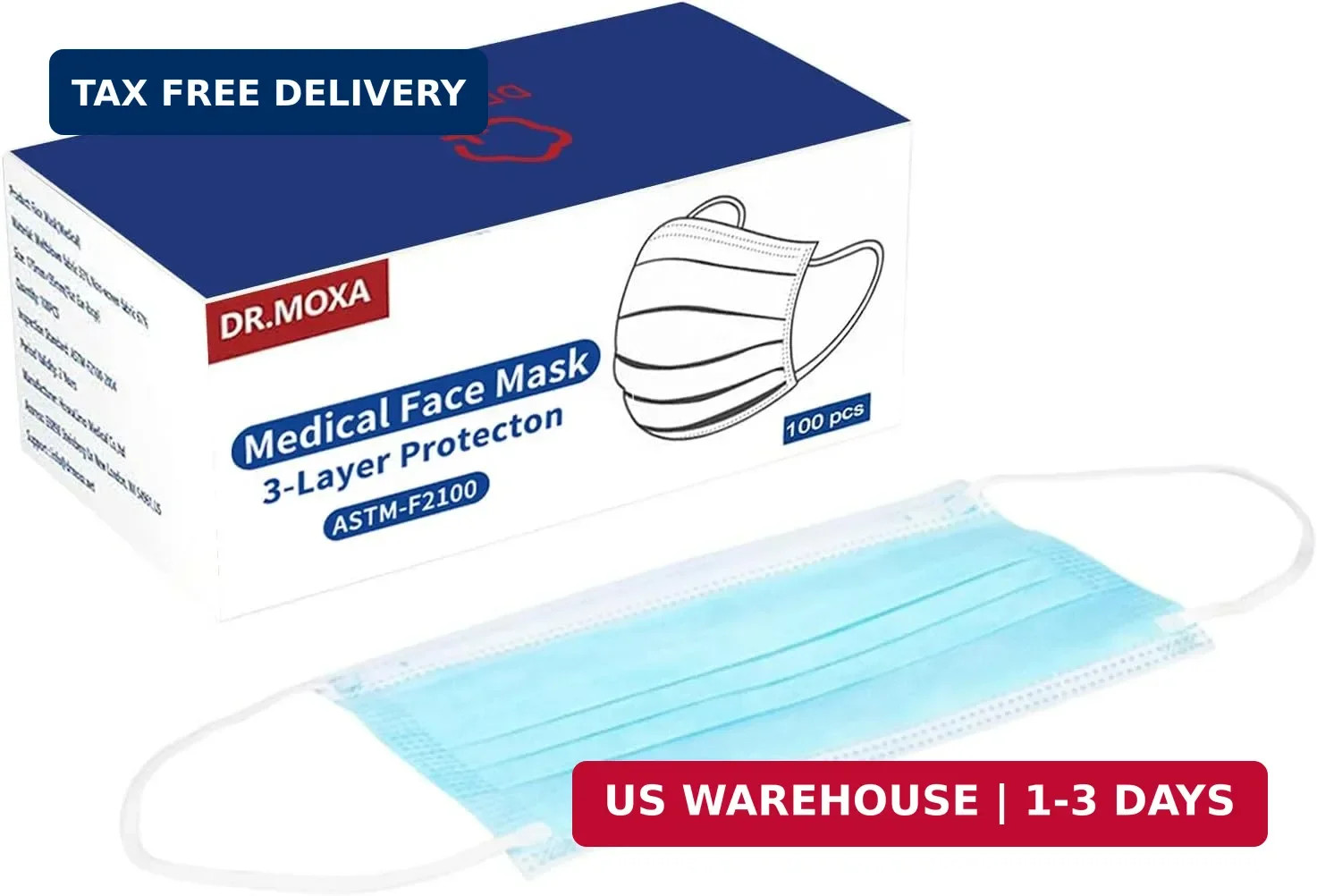 100 Pack Medical Disposable Face Masks ASTM Level 2 for Protection | 3 Layers Sa