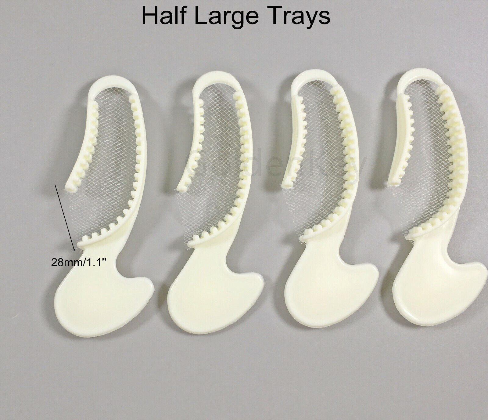 Dental Bite Impression Trays Triple Registration White Denture Tray Net Half L