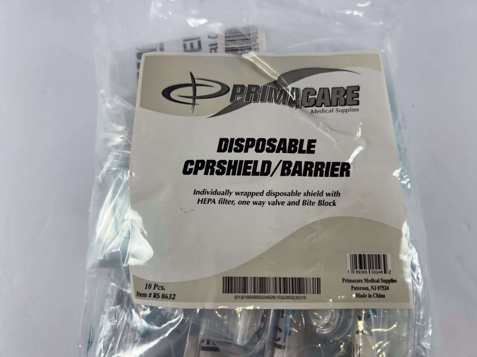 Primacare RS-8632-CS CPR Barrier With One Way Valve Face Shield (Pack of 10)