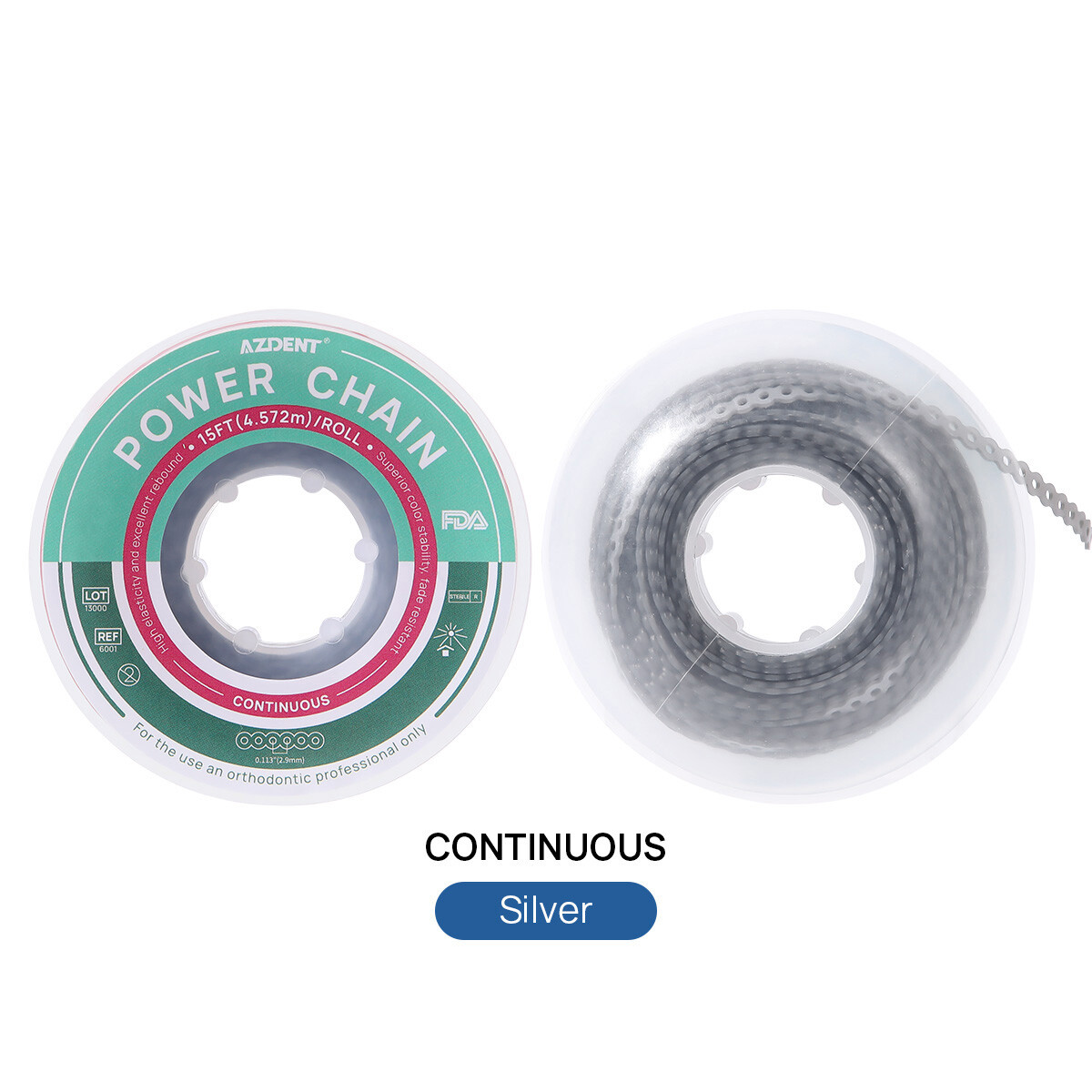 Dental Orthodontic Elastic Rubber Power Chain Braces Bands Short/Long/Continuous