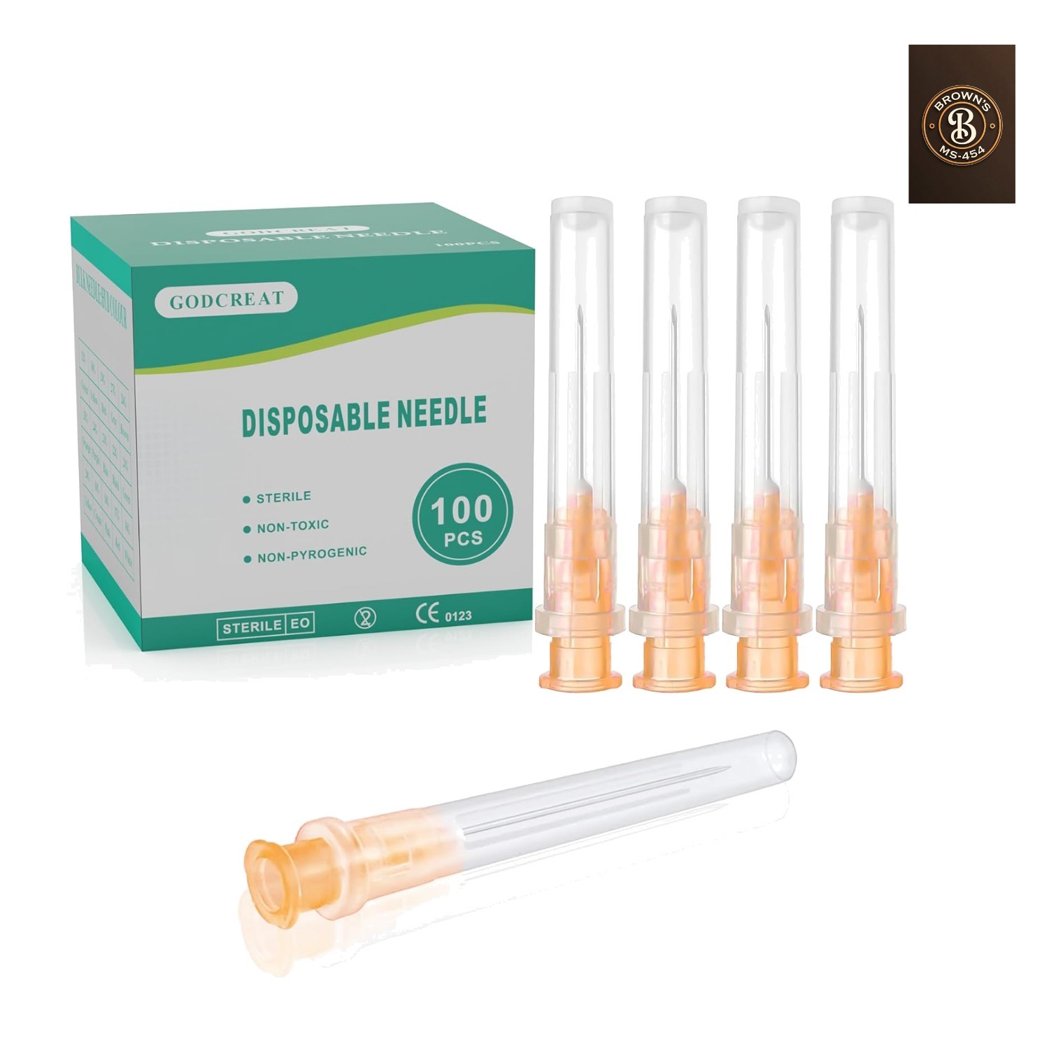 25Ga 1 Inch Disposable Needle 100 Pack Dispensing Lab Individually Packaging …