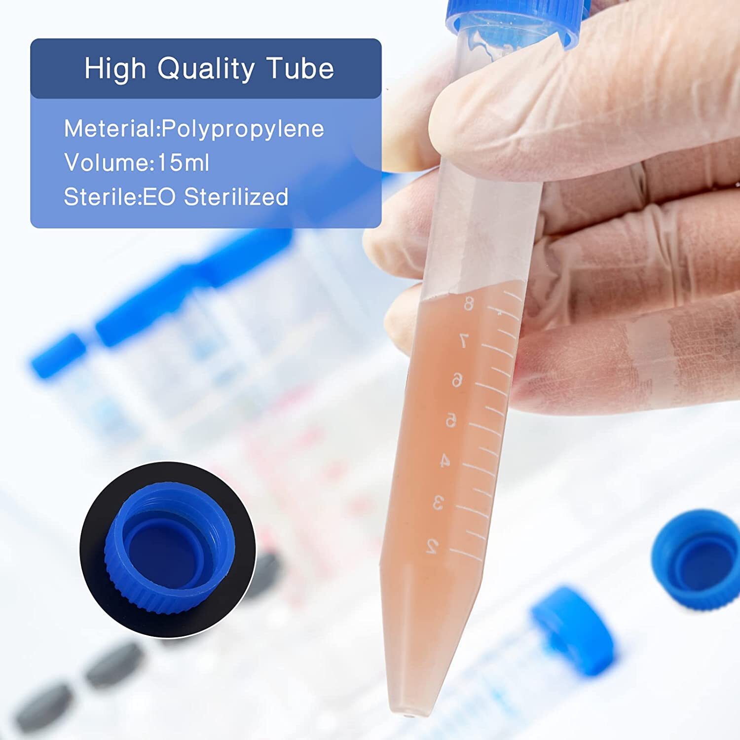 1000Pcs Sterile 15mL/50mL Centrifuge Tubes Flat Screw Caps Conical Polypropylene