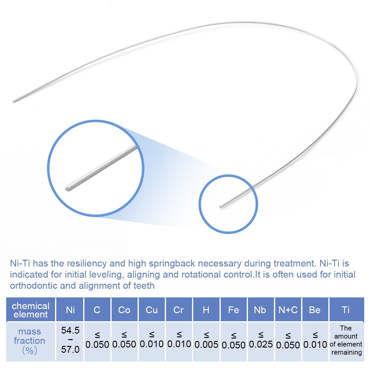 AZDENT Dental Orthodontic Super Elastic Niti Arch Wires Rectangular Ovoid/Nature