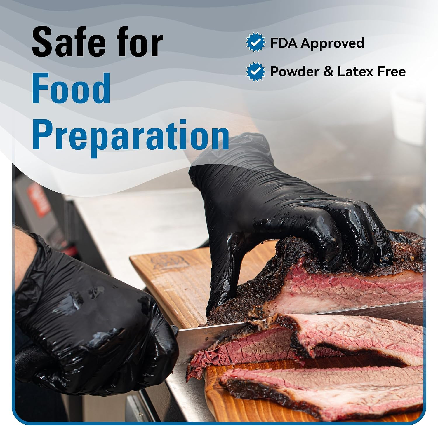 Nitrile Gloves Disposable Latex Free, 4 Mil Black Food Grade Powder Free Rubber