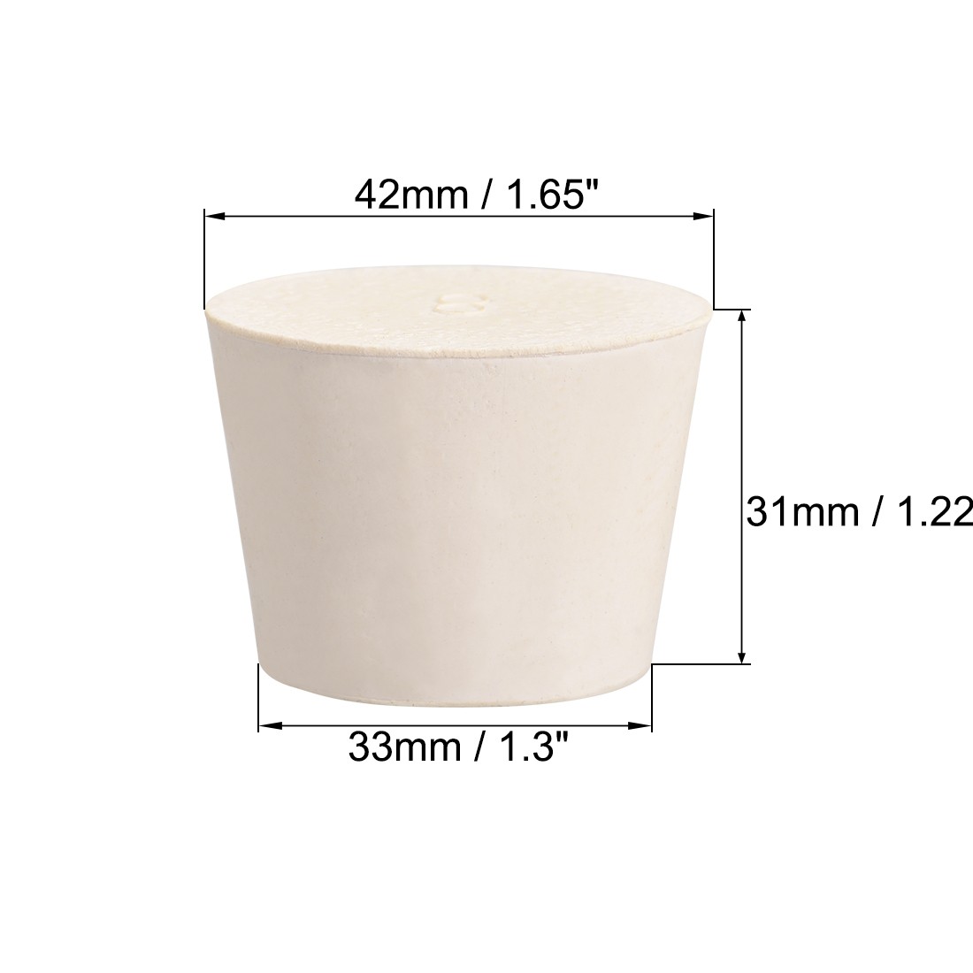 White Tapered Shaped Solid Rubber Stopper for Lab Tube Stopper Size 8 10Pcs