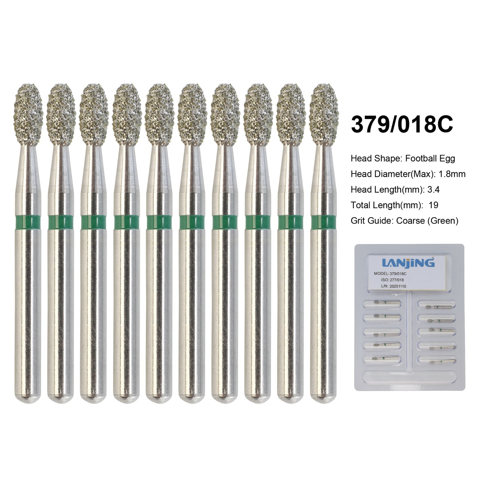Dental Round Diamond Bur FG Pear Round End Taper Football Egg Barrel High Speed