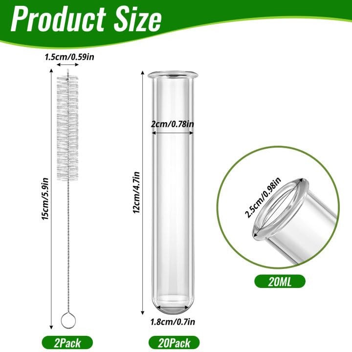 10 PCS 20ml Plastic Test Tubes for Plant Propagation Round Bottom Lab Tube