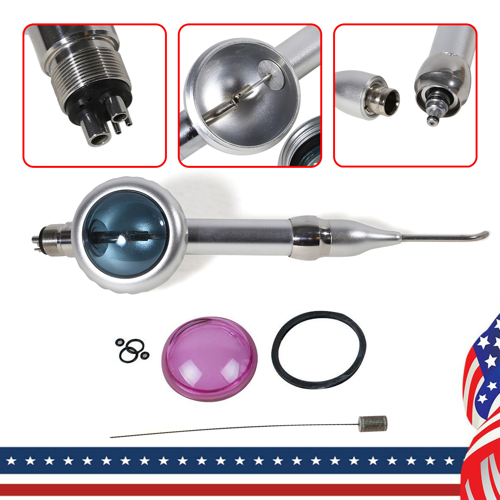 Dental Air Polisher Flow Teeth Polishing Handpiece Hygiene Prophy Jet 4 H &Tip