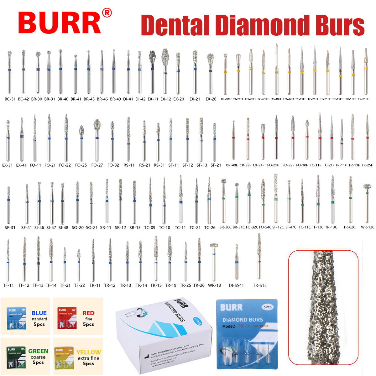 Fresas diamante Dental para agarre fricción pieza de mano de alta FG1.6mm SKYSEA