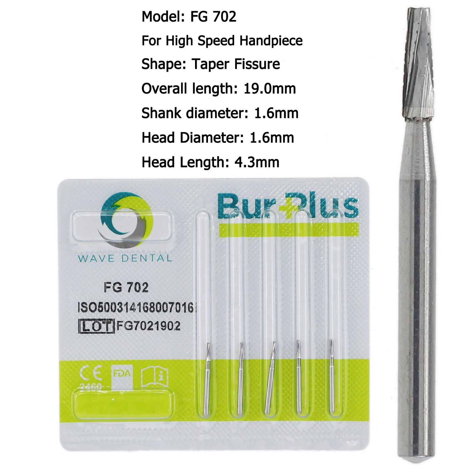 Wave Dental Carbide Burs FG 169L 699 699L 702L High Speed Friction Grip Midwest