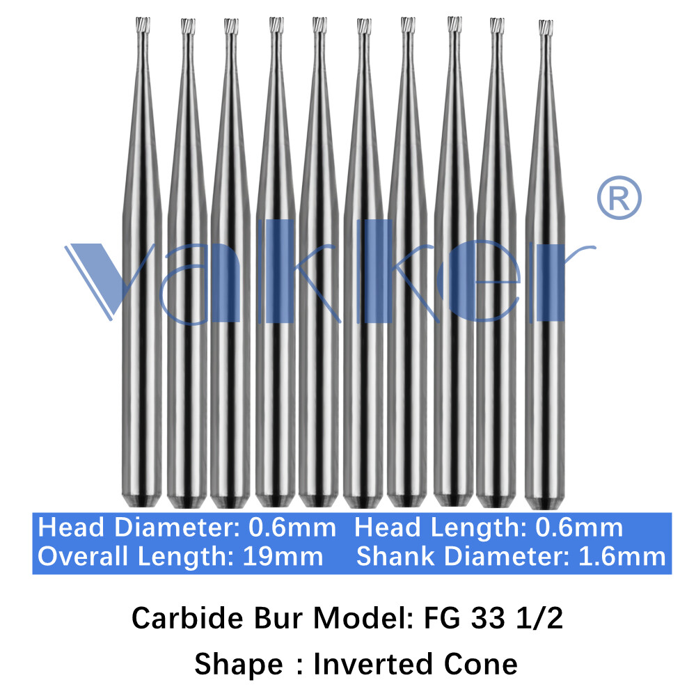 10/pk Dental Carbide Burs Inverted Cone Burs FG 33 1/2 Friction Grip High Speed