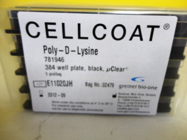 1 CASE OF 20 CELLCOAT 384 WELL PLATE BLACK UCLEAR 5 PCS/PER/BAG 20 PACK