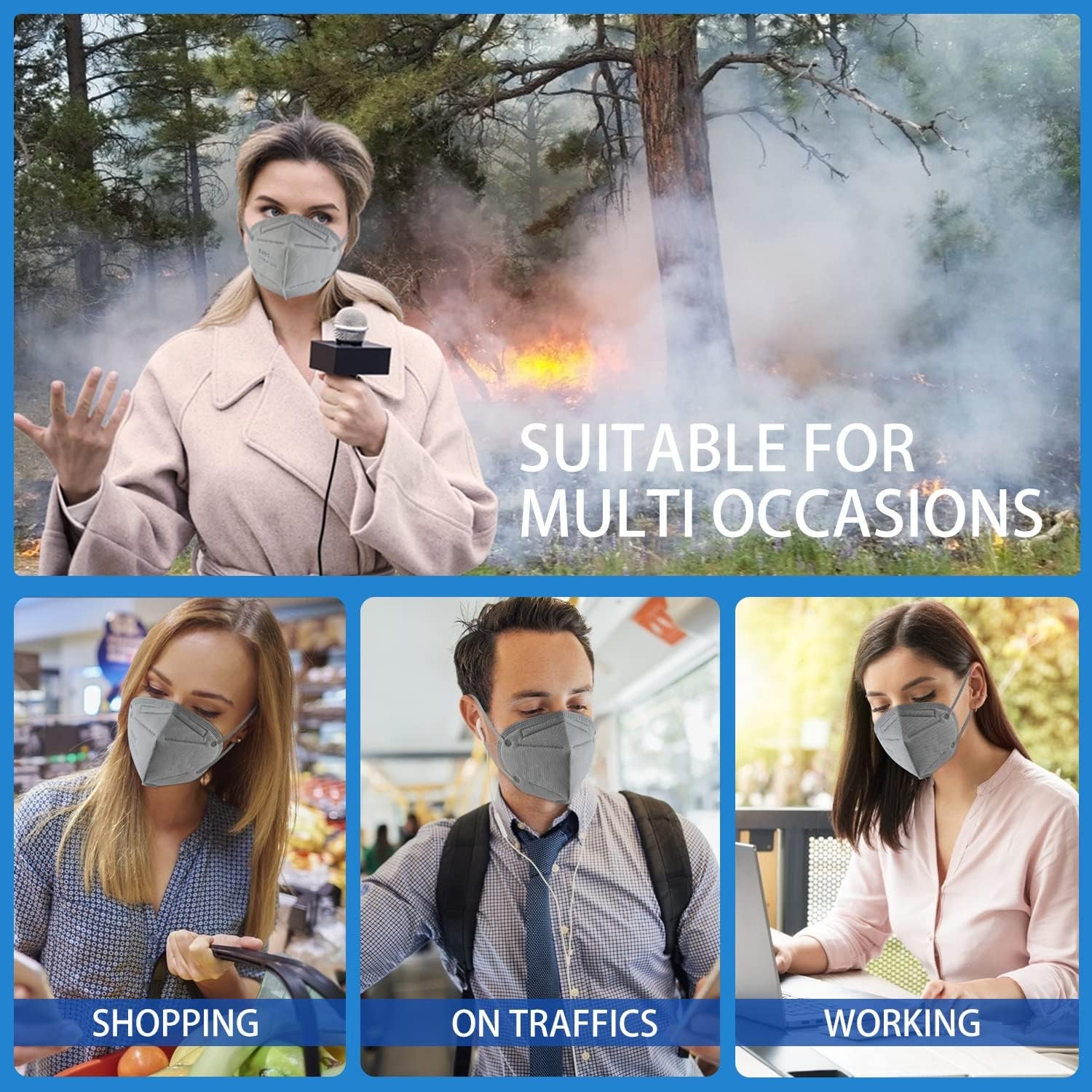 KN95 20 PCS,5 Layers Cup Dust Against PM2.5 from Fire Smoke, Dust, for Men, ,…