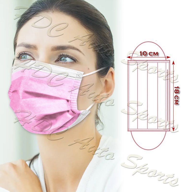 New Disposable 100 PCS Face Mask- Non Medical Mouth Nose Earloop Coverings PINK