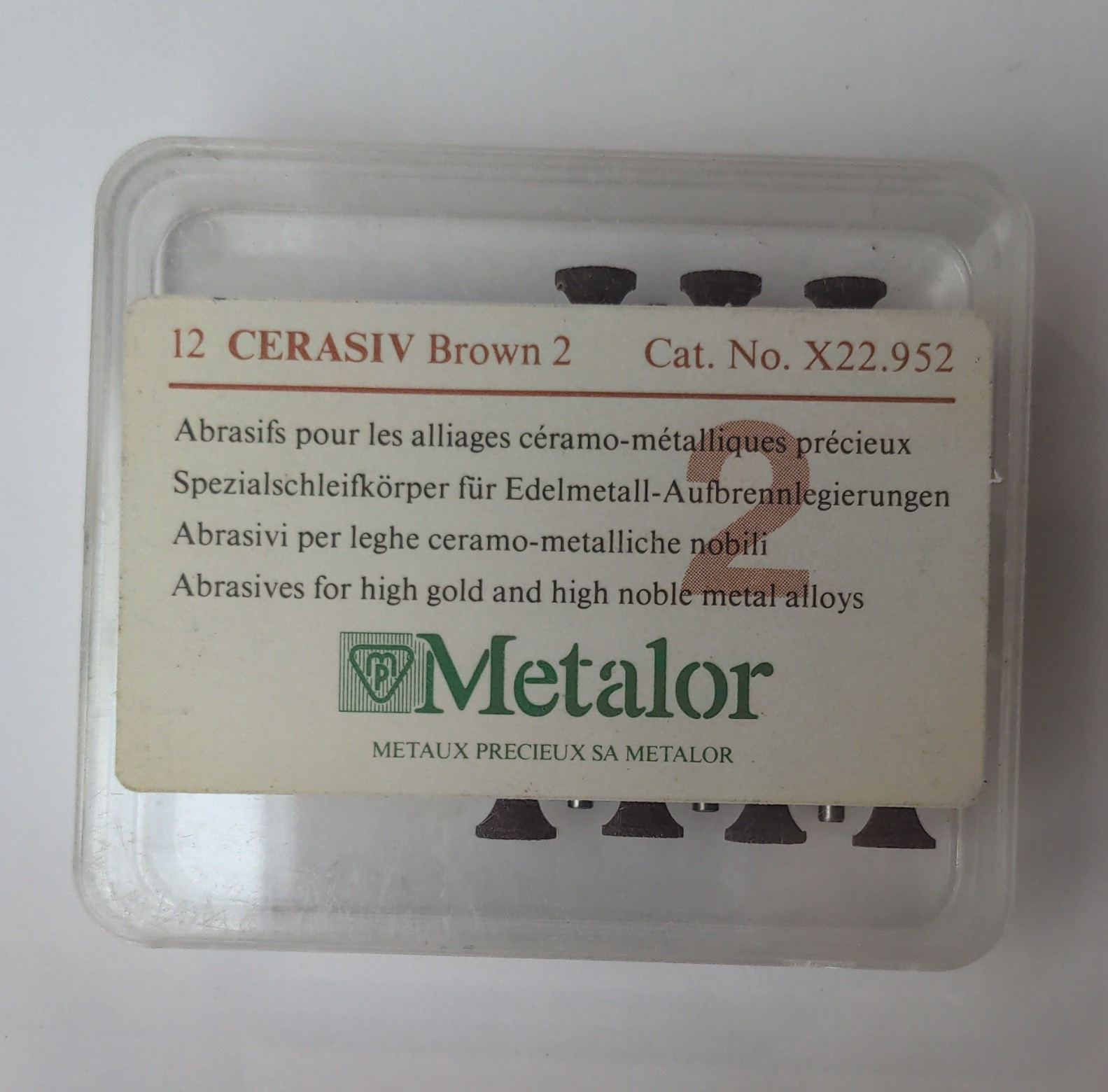Metalor CERASIV Brown 2 Rubber Polishers HP Long Straight Shank (7 Pieces)