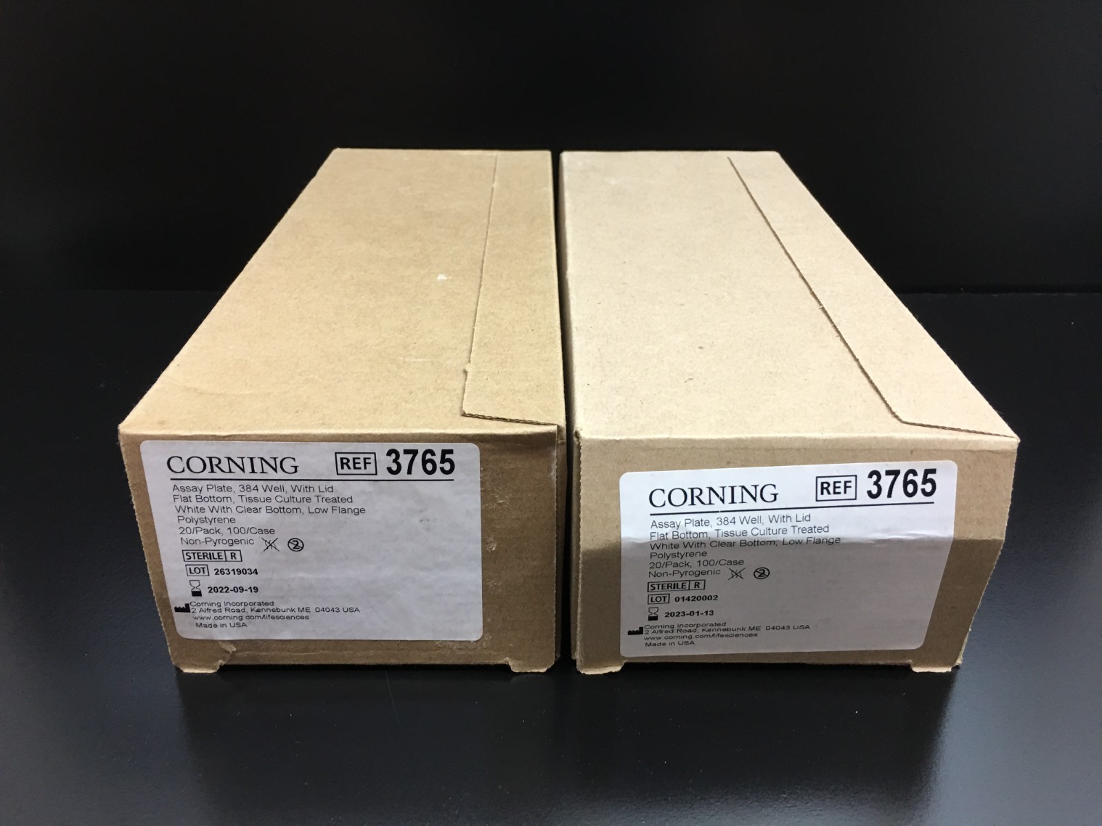Corning REF 3765 Cell Culture-Treated Flat-Bottom Microplate 384-Well Lot 2 PCS