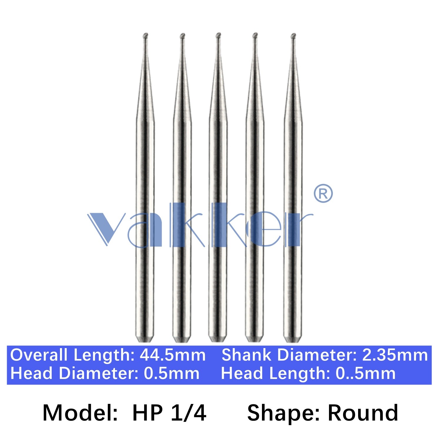 Vakker Dental HP 1 2 4 6 8 37 Carbide Burs For Straight Handpiece 2.35mm 5pc/pk