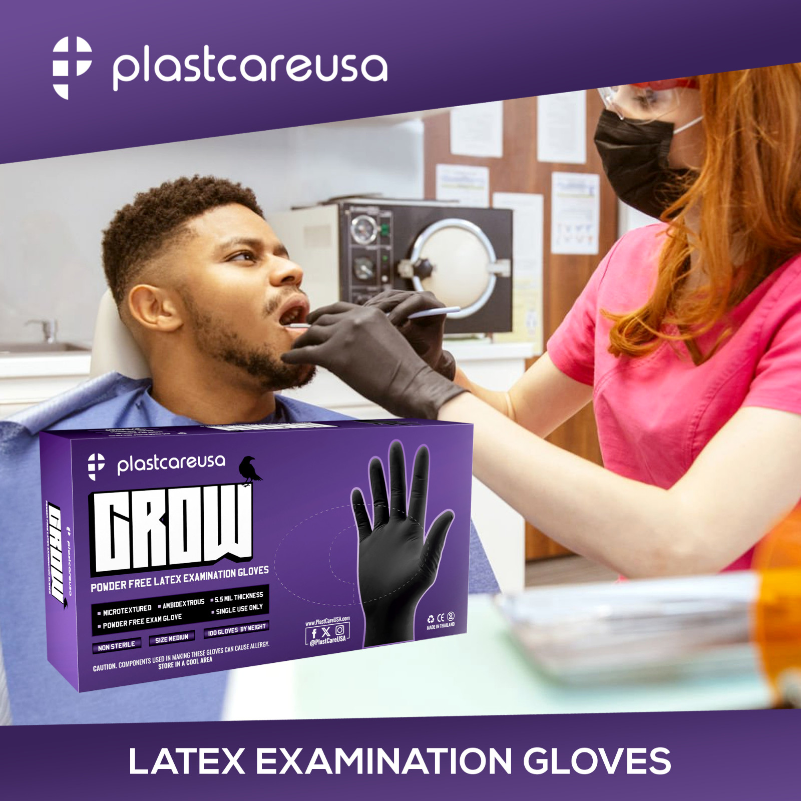 Latex Exam Gloves – Black or White, Medical Disposable, Vinyl & Powder Free
