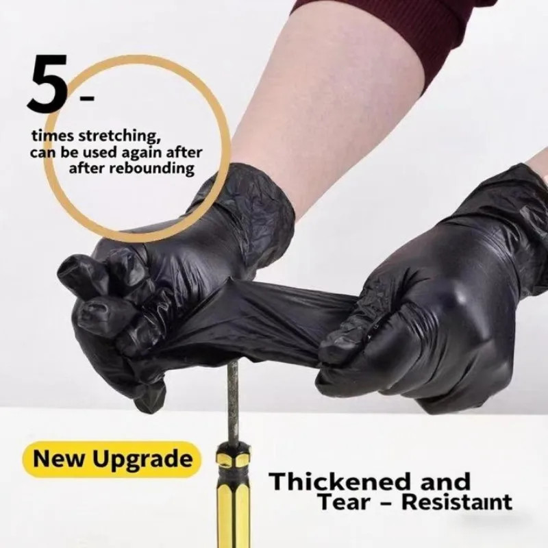 10-400Pcs Disposable Rubber Glove Black Latex Free PVC Gloves Household Kitchen