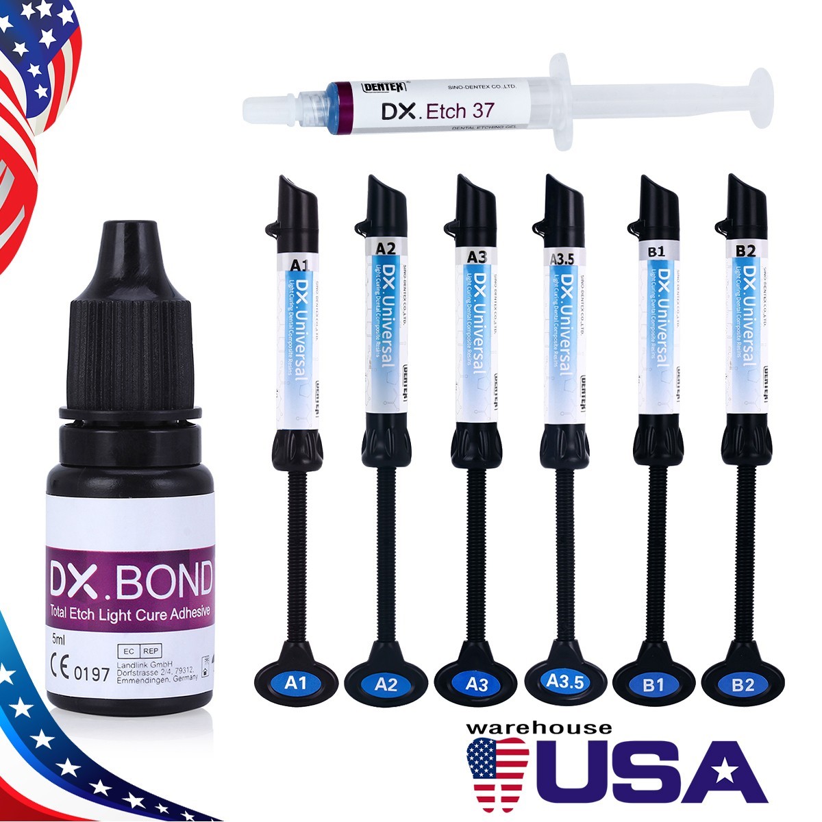 Dental Universal Light Cure Composite Resin/Etching Gel/Bonding Adhesive Kit