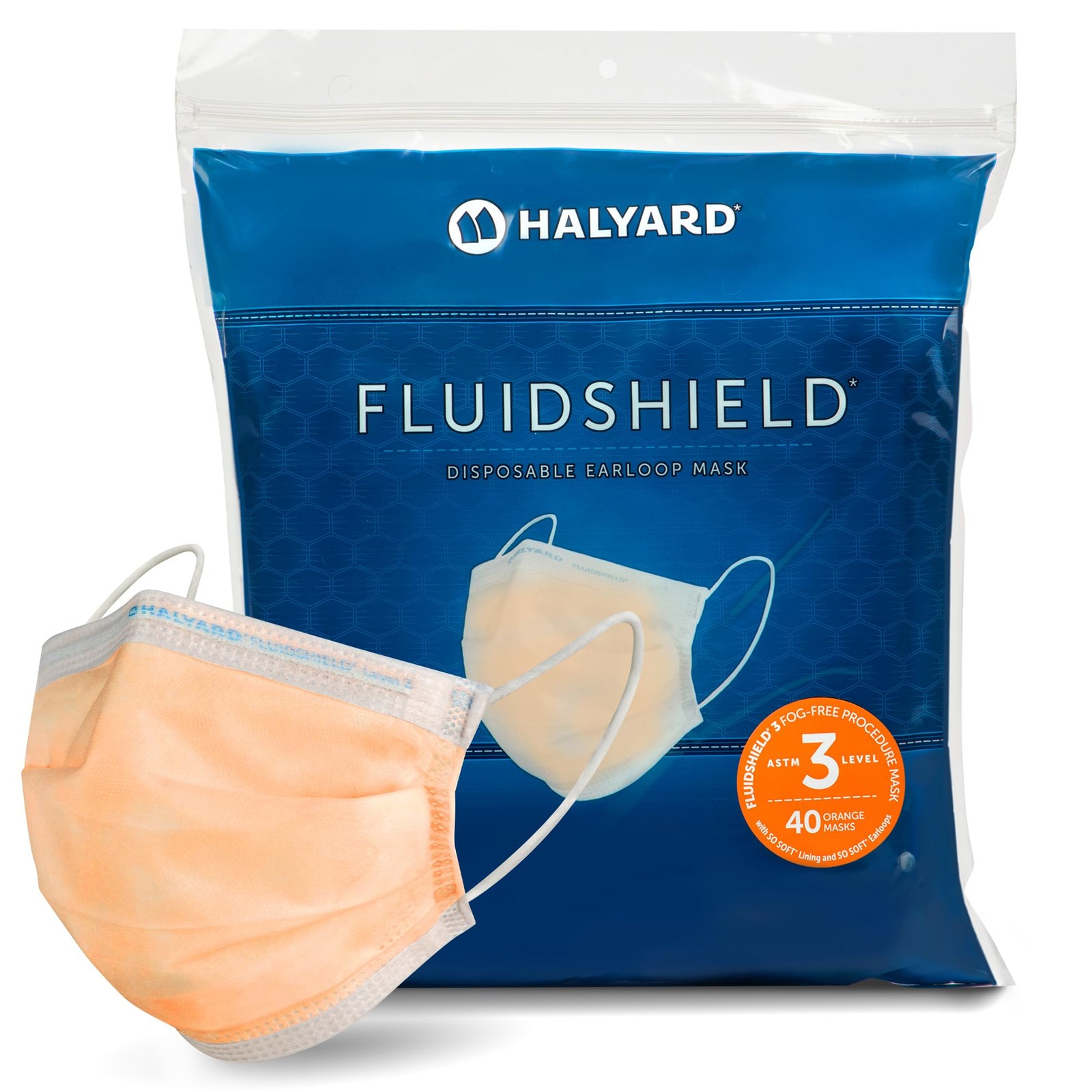 FLUIDSHIELD 3 Disposable Procedure Mask, with SO SOFT Earloops, Fog-Free, Ple…