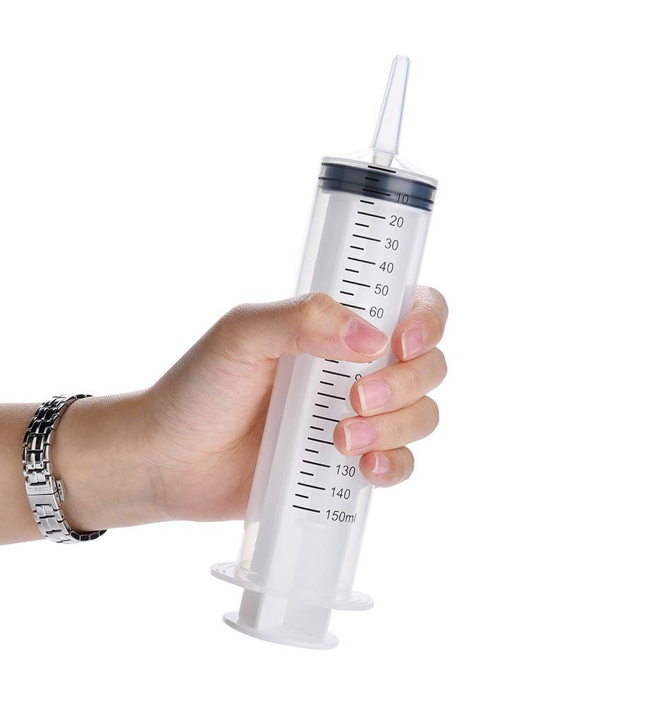 150ml Syringe with Tip Adapter, Large Plastic Individually Packaged…