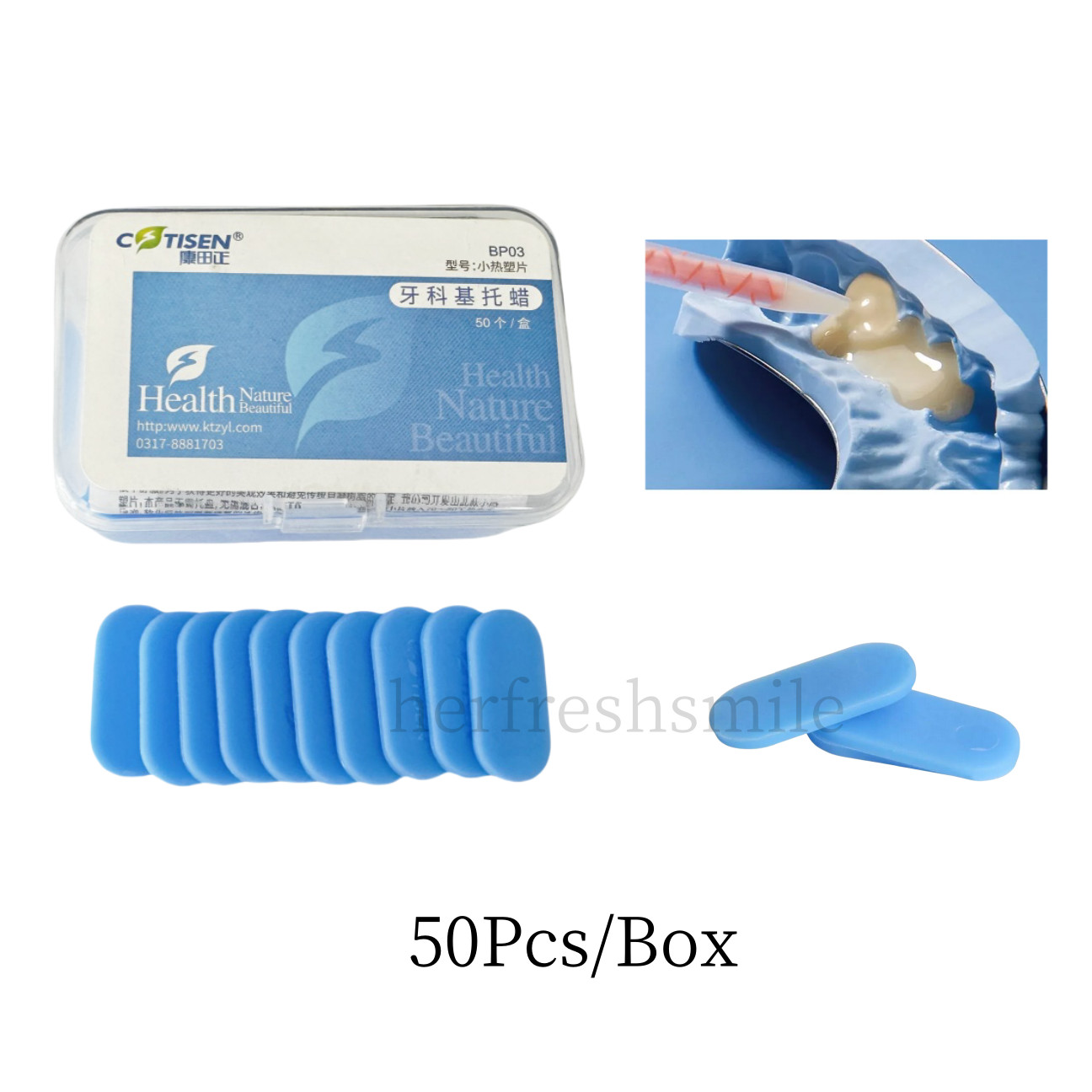 Dental Blue Temp Tabs Thermoplastic Impression Quick Bite Registration 50Pcs/Box