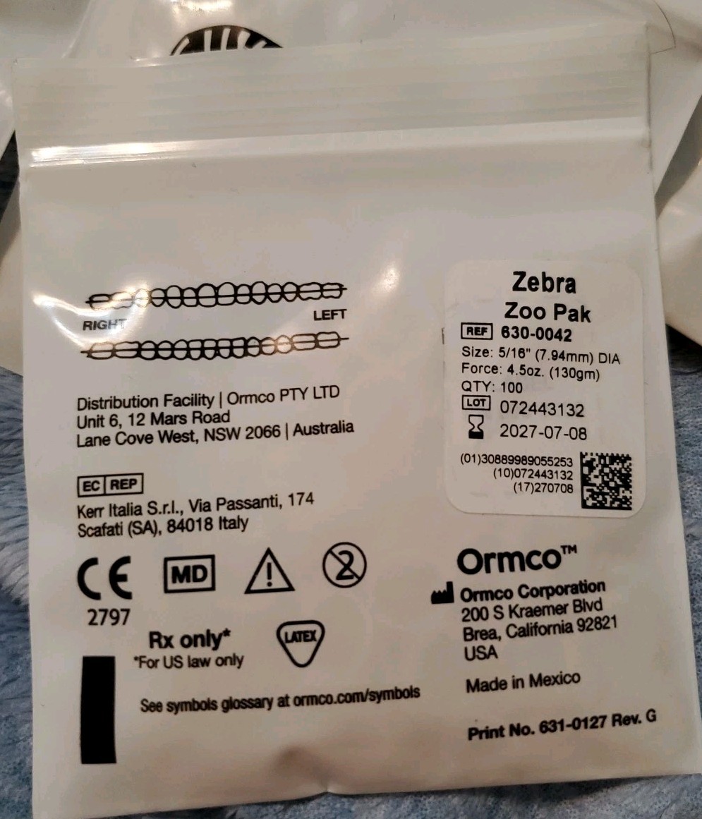 1,100pcs ORMCO Zoo Park Dental Ortho Elastic Rubber Bands 5/16″ 4.5OZ