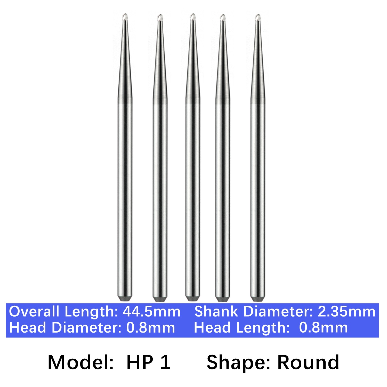 5/pk Vakker Dental HP Carbide Burs 44.5mm Round Burs Low Speed HP 2 4 6 8