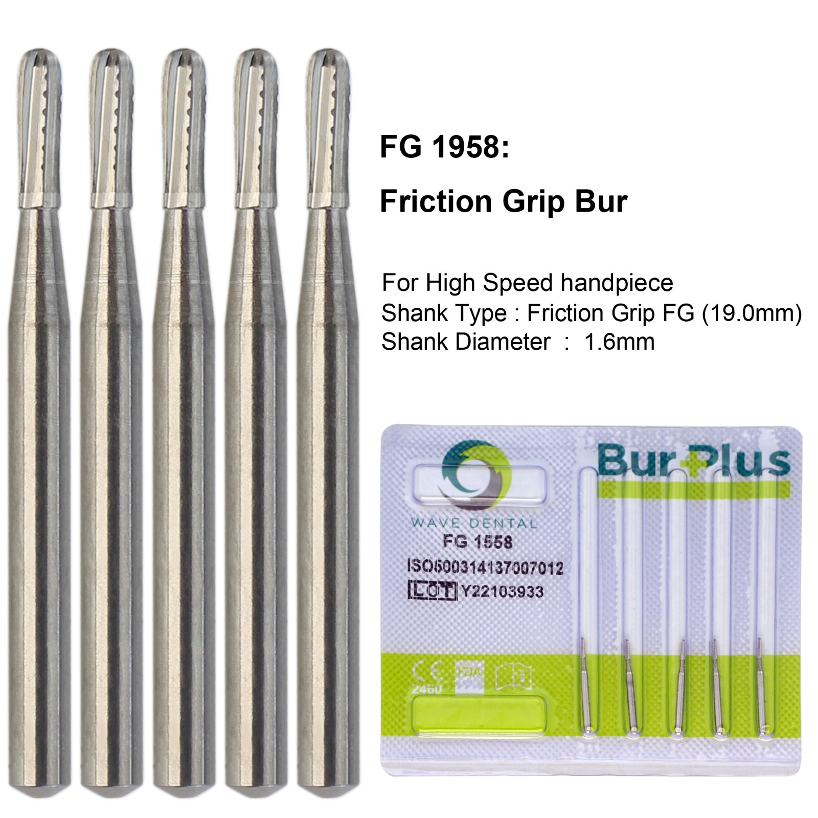 Wave Dental Tungsten Carbide Burs FG 1957 1958 Friction Grip Crown Cutter PRIMA