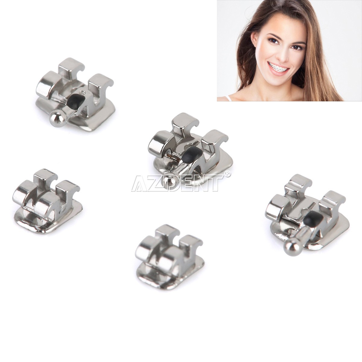 20 X AZDENT Dental Orthodontic Brackets Braces Mini MBT Slot.022 Hooks 3-4-5