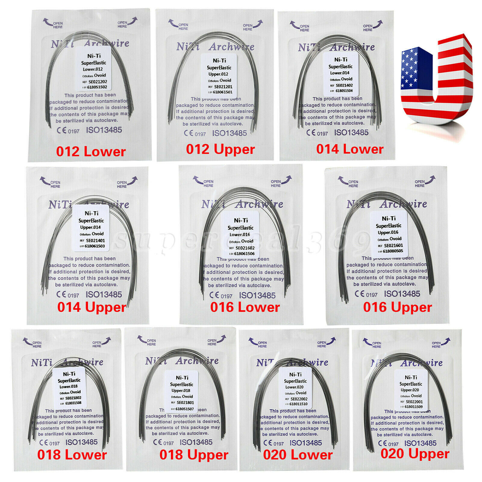 1 bag USA Dental Orthodontic Super Elastic Niti Arch Wire Round Ovoid Form ty