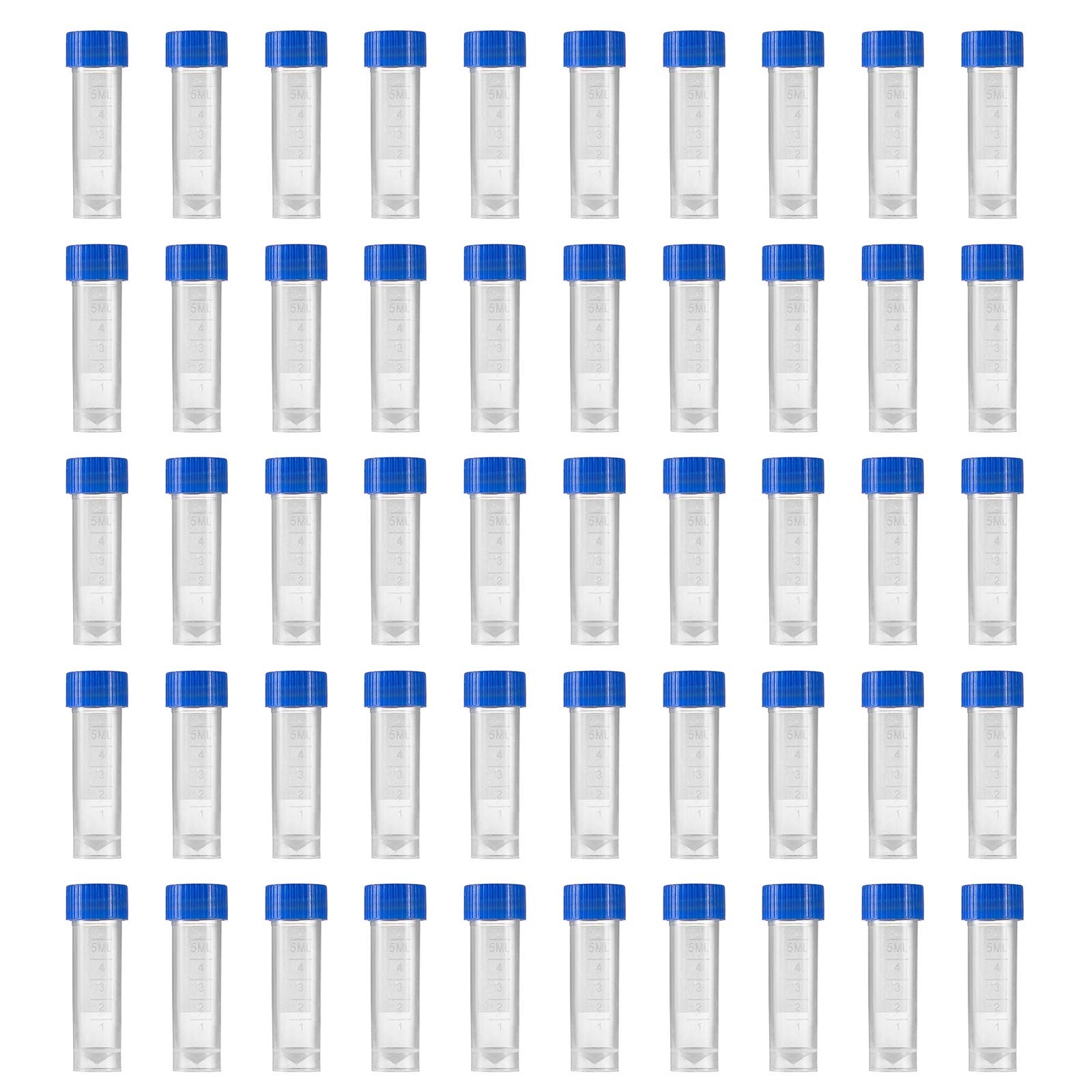 50 Pieces 5 Ml Plastic Graduated Vial Sample Bottle Storage Container Tubes with